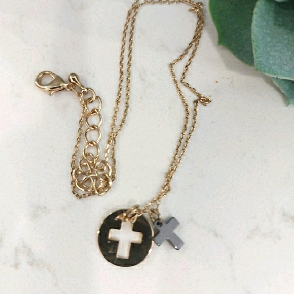 Gold Tone Cross Necklace - Picture 4 of 5